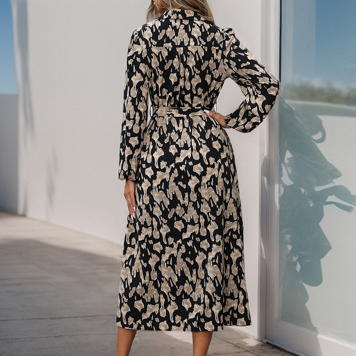 Damen Maxikleid mit floralem Schnitt und elegantem Gürtel Drune