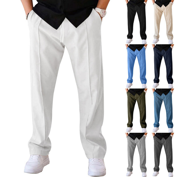Herren elegante Freizeithose mit geradem Schnitt und klassischen Falten Drune