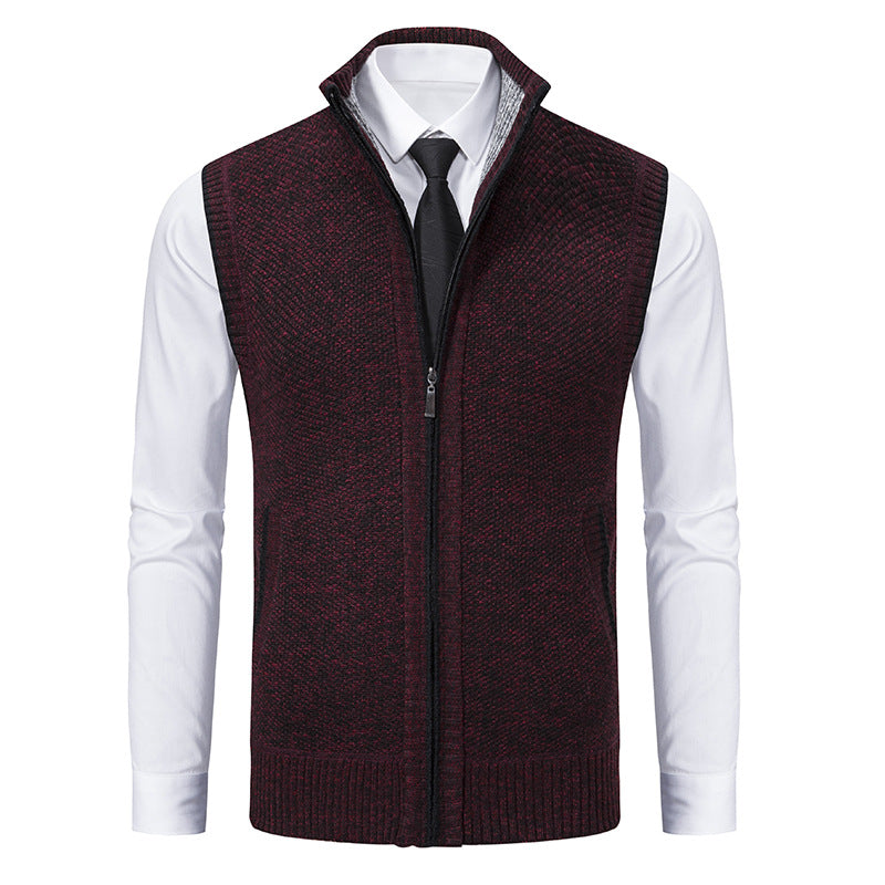 Herren nan elegante Strickweste mit Stehkragen und verdecktem Reißverschluss Drune