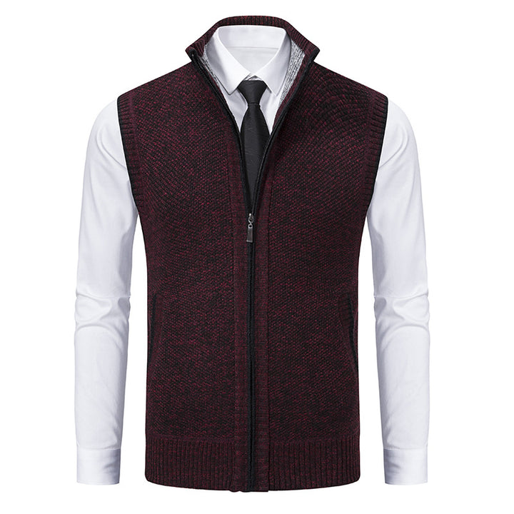 Herren nan elegante Strickweste mit Stehkragen und verdecktem Reißverschluss Drune