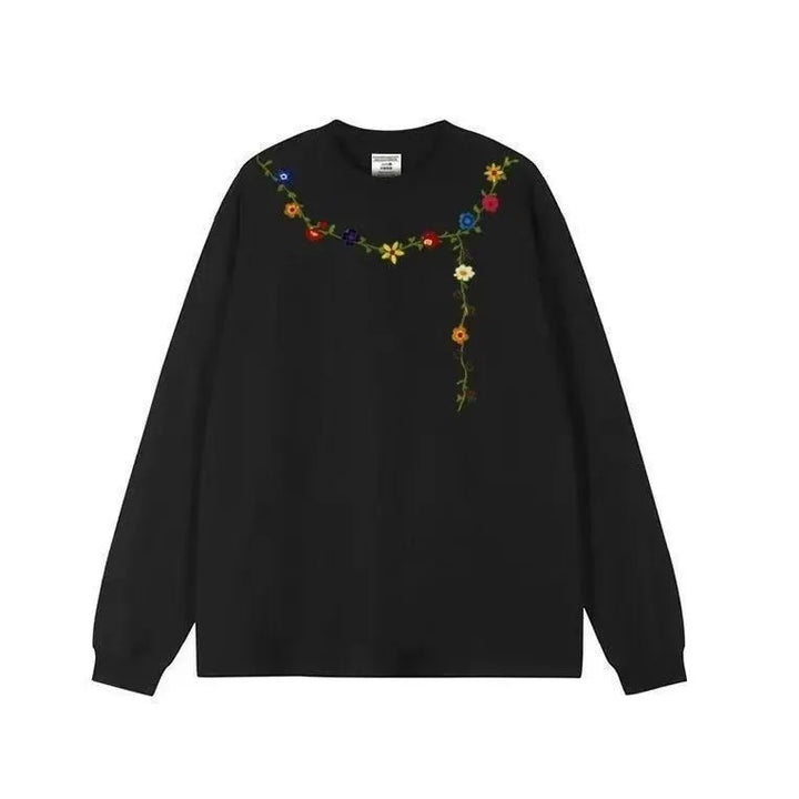 Damen Sweatshirt mit floralem Stickdesign Drune