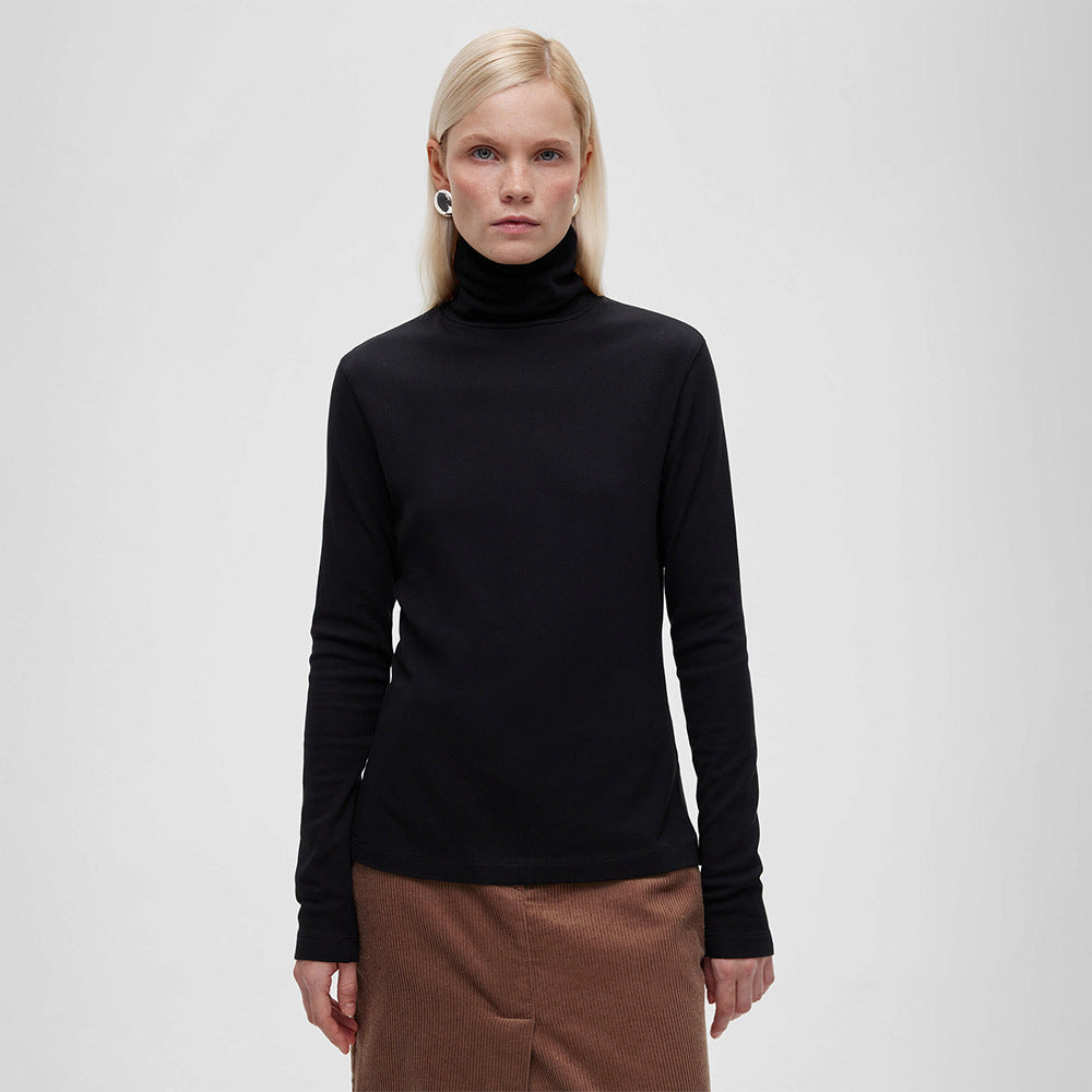 Damen Hochwertiger Rollkragenpullover aus weiterer Baumwolle mit langem Arm Drune