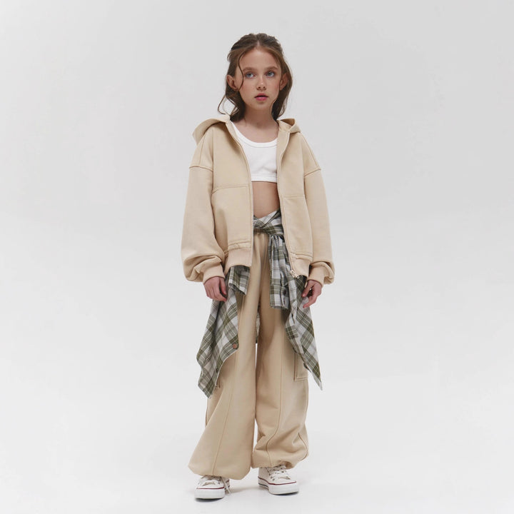 Damen lässiger Kapuzenjacke und weiten Jogginghose Set Drune