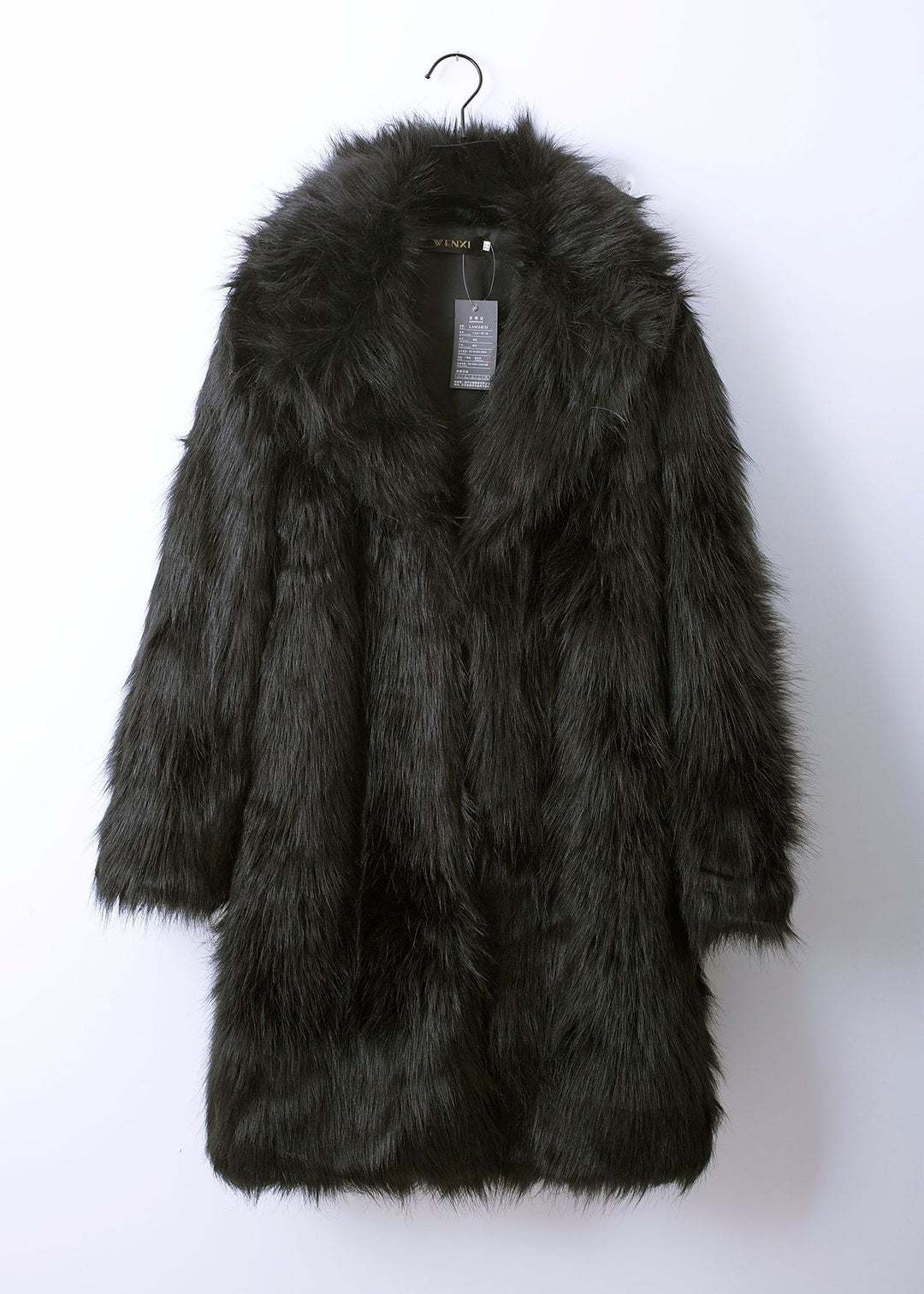 Damen Luxuriöser Kunstpelz-Mantel mit breitem Revers Drune