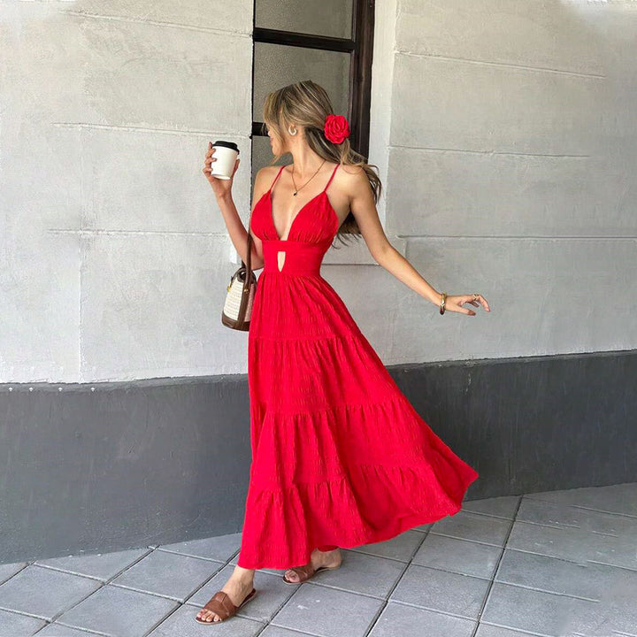 Damen Maxi-Kleid mit verführerischen Cut-Out-Details und fließendem Schnitt Drune