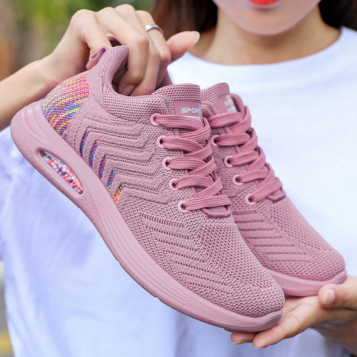 Damen nan atmungsaktiver Strick-Sneaker mit sichtbarer Luftkammer-Dämpfung und gepolstertem Komfortfußbett Drune