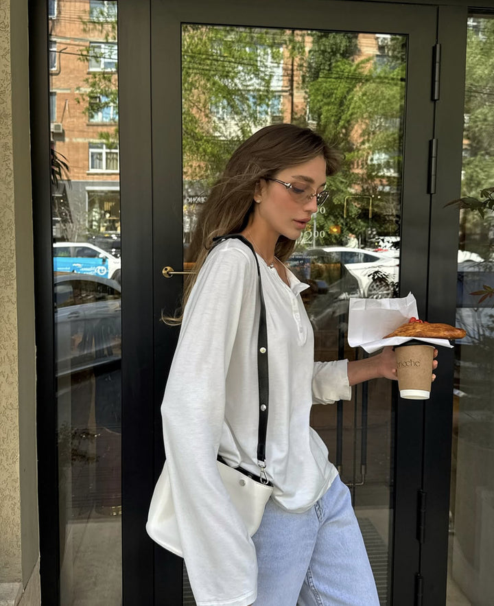 Damen Komfortables und lässiges Langarmshirt mit Knoten Drune