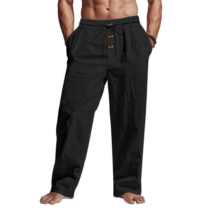 Herren lässige Freizeithose mit verstellbarem Kordelzug und praktischen Seitentaschen Drune