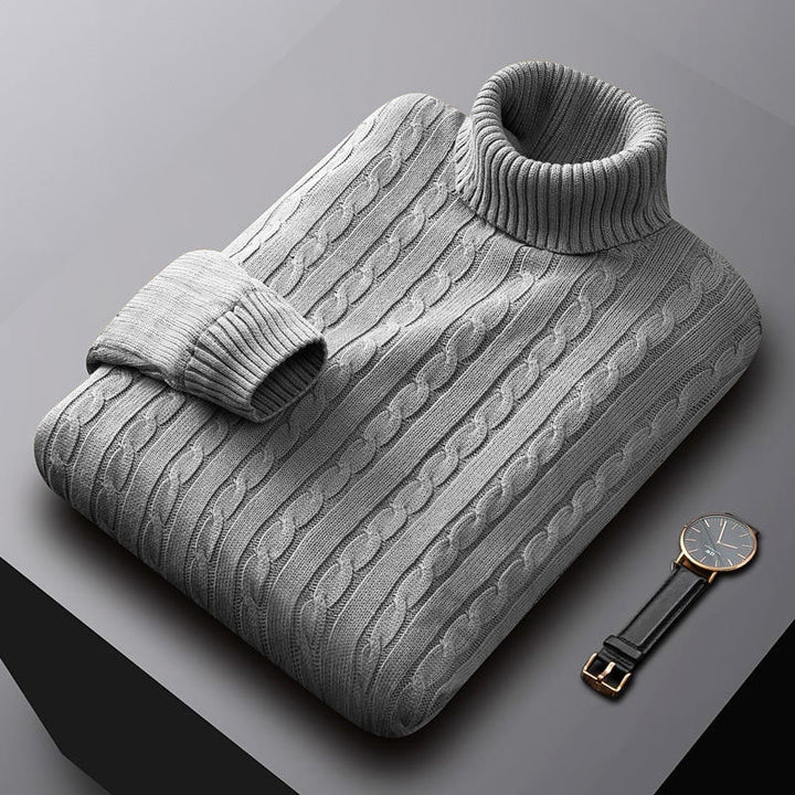 Herren nan grob gestrickter Rollkragenpullover mit Zopfmuster und wärmender Strickstruktur Drune