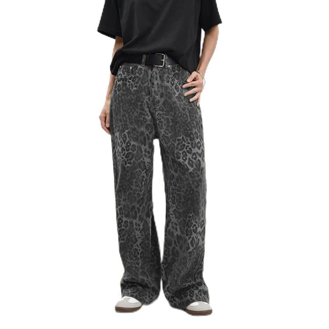 Damen Weit geschnittene Leoprint-Hose mit flexiblem Bund und modischem Design Drune