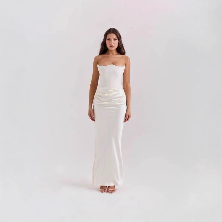 Damen Figurumspielendes Maxikleid mit raffinierter Raffung Drune