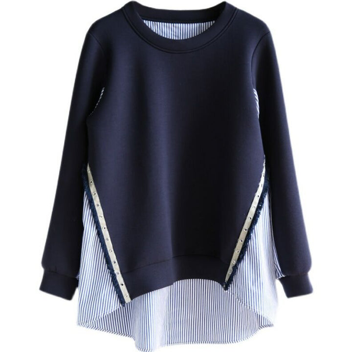 Damen Lässiger Sweatshirt mit einzigartigem Layered-Design und kontrastierenden Details Drune