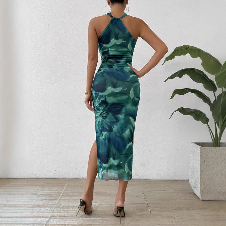 Damen Maxikleid mit asymmetrischem Halter und eleganten Seitenschlitzen Drune