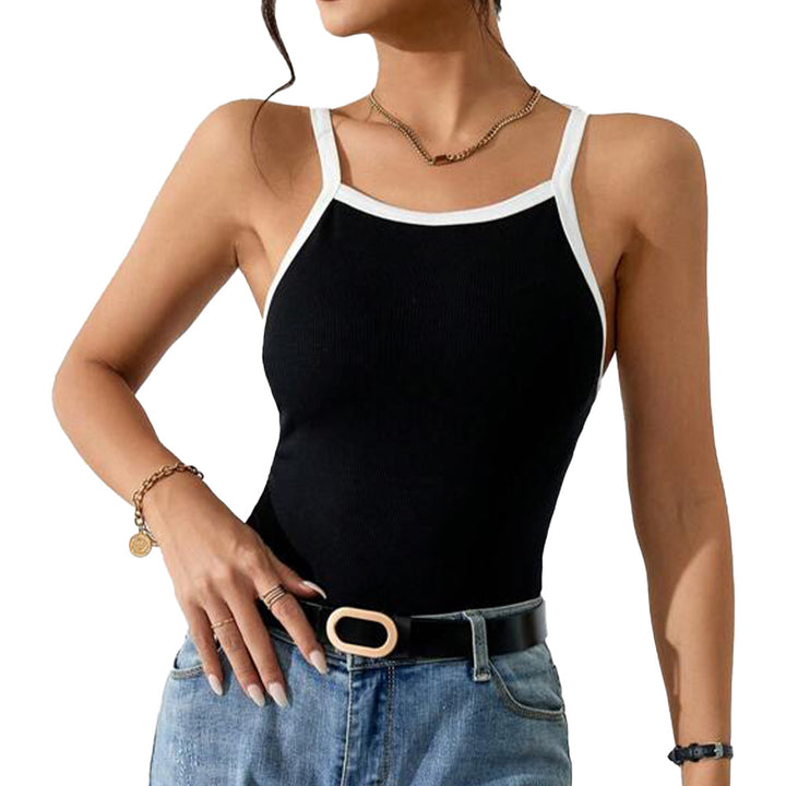 Damen ärmelloses Top mit elegantem Kontrastdesign Drune