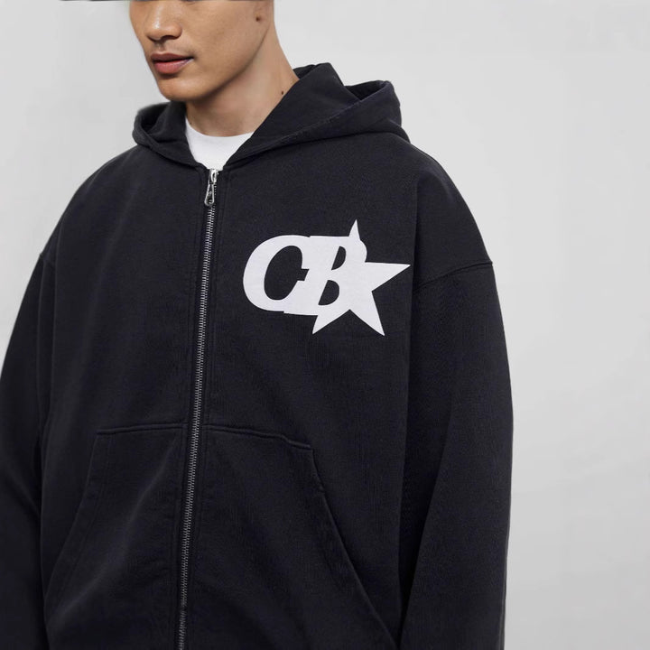 Herren Kapuzensweatjacke mit stylischem Logo und bequemen Bund Drune