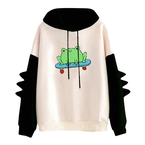 Damen hoodie mit coolem Froschmotiv Drune