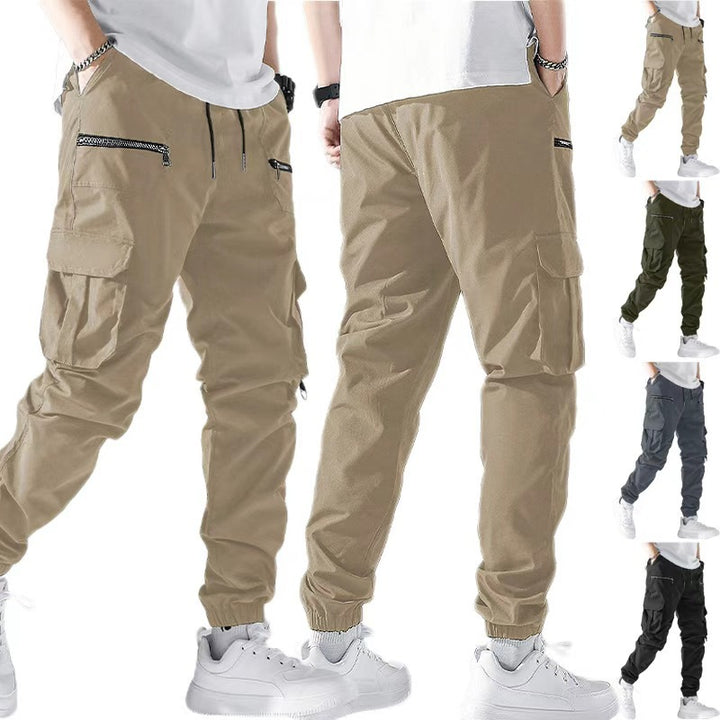 Herren nan schlanke Cargo-Jogger mit mehrfachen Reißverschlusstaschen, elastischem Knöchelbund und Tunnelzug Drune