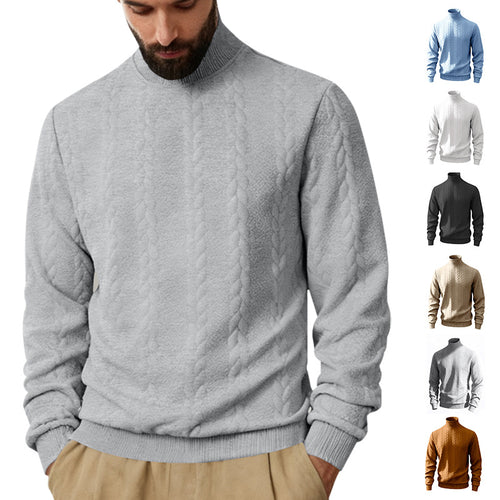 Herren nan feiner Zopfmuster-Rollkragenpullover mit schmaler Passform, geripptem Kragen und elastischen Bündchen Drune