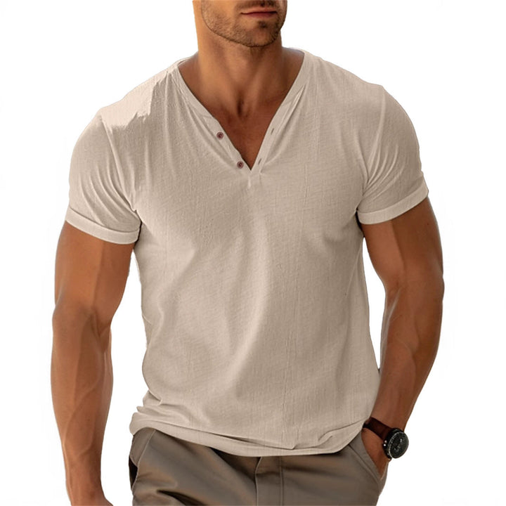 Herren lässiges Henley-T-Shirt mit Knopfleiste und atmungsaktivem Stoff Drune