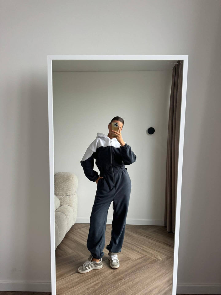 Damen Fleece-Jumpsuit mit Kapuze und Reißverschluss Drune