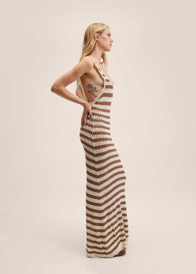 Damen Maxikleid mit gehäkeltem Muster Drune