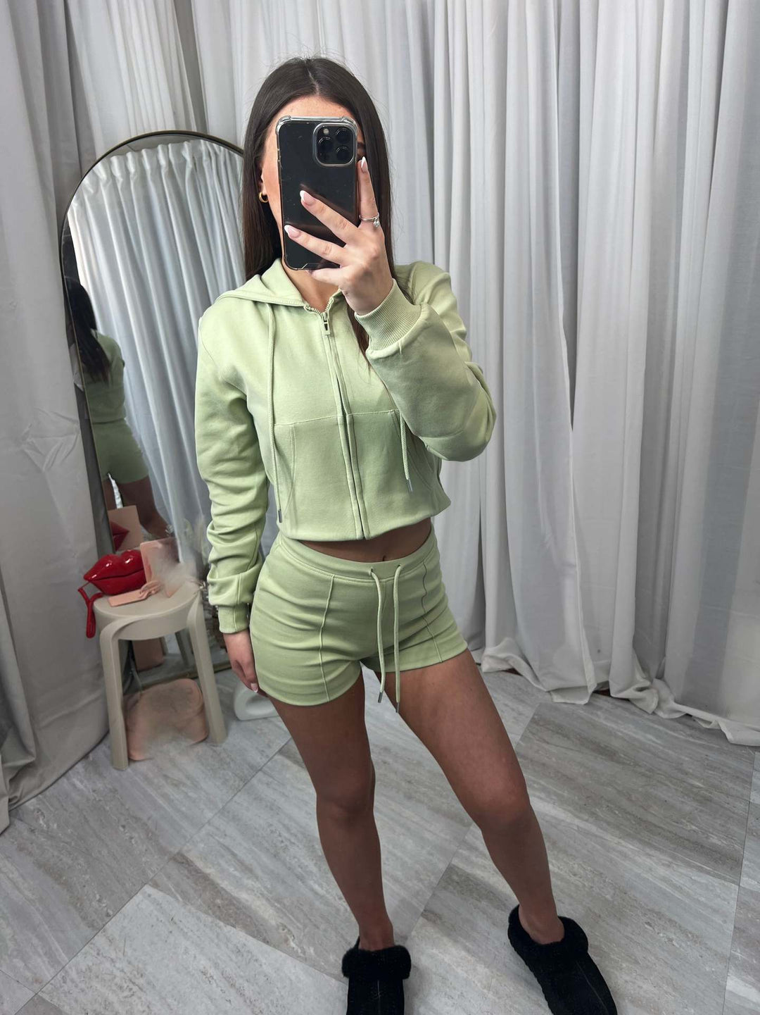 Damen Sportliches Kurzset mit Kapuze Drune