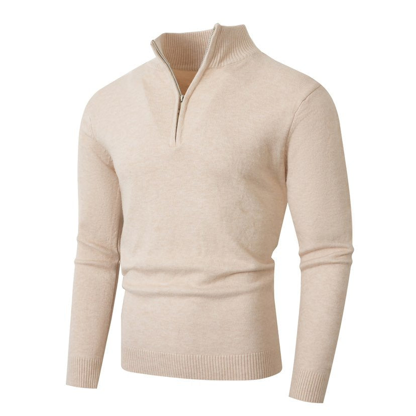 Herren Pullover mit modernem halben Reißverschluss und feiner Rippenstruktur Drune