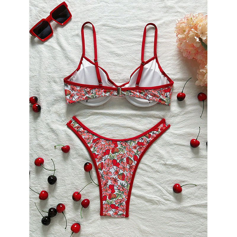 Damen Triangel-Bikini-Set mit floralem Muster und komfortablem Schnitt Drune