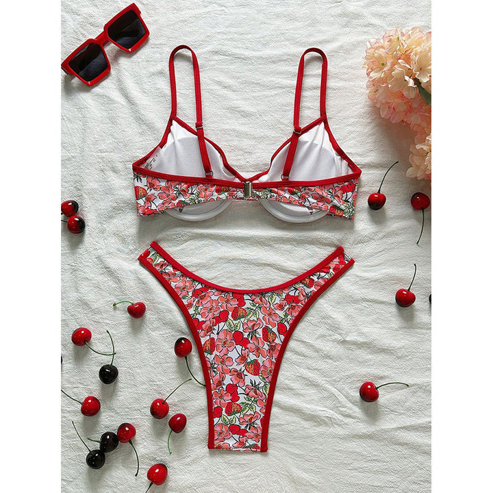 Damen Triangel-Bikini-Set mit floralem Muster und komfortablem Schnitt Drune