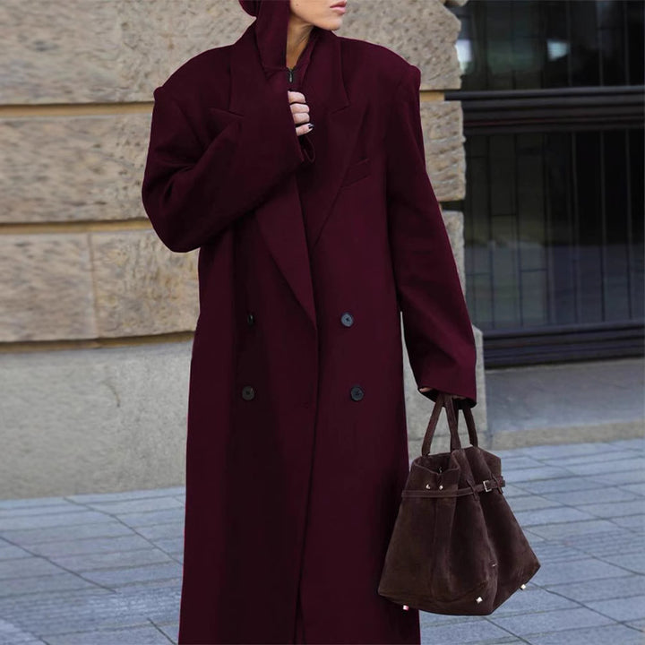 Damen Eleganter Oversize-Wollmantel mit Doppelknebelverschluss Drune