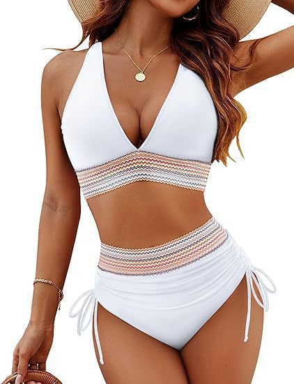 Damen Hoch geschnittener Bikini mit verstellbaren Schnüren Drune