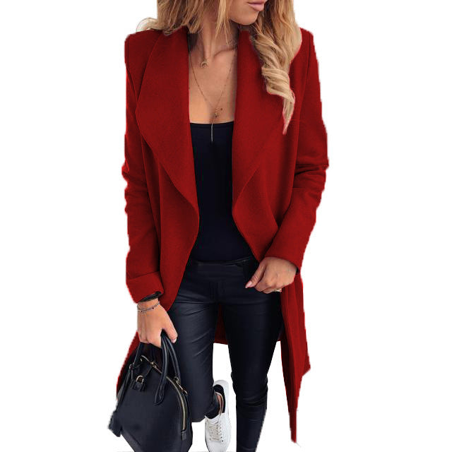 Damen eleganter Öffentlicher Mantel mit asymmetrischem Schnitt und weichem Stoff Drune