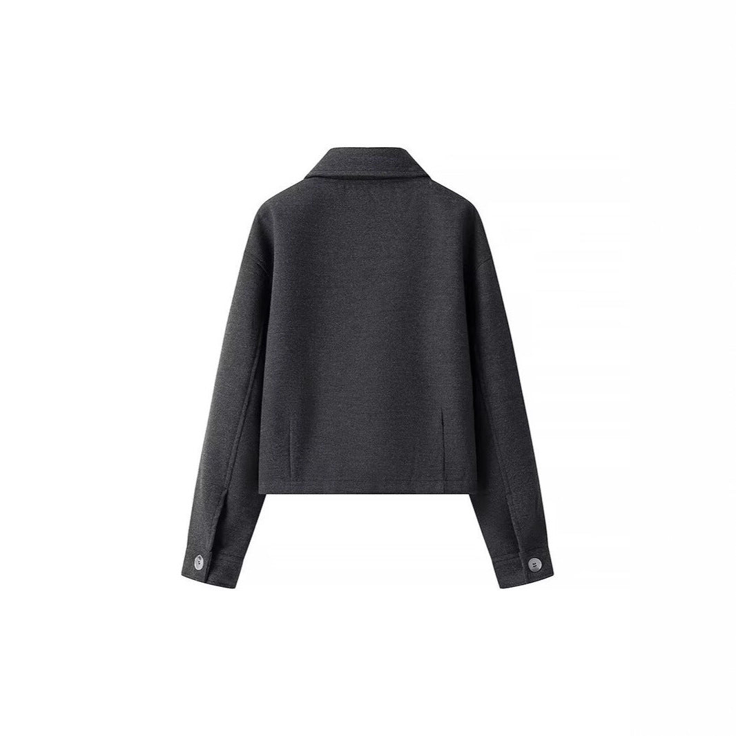 Damen lässige cropped Jacke mit praktischen Taschen und modernem Reißverschluss Drune