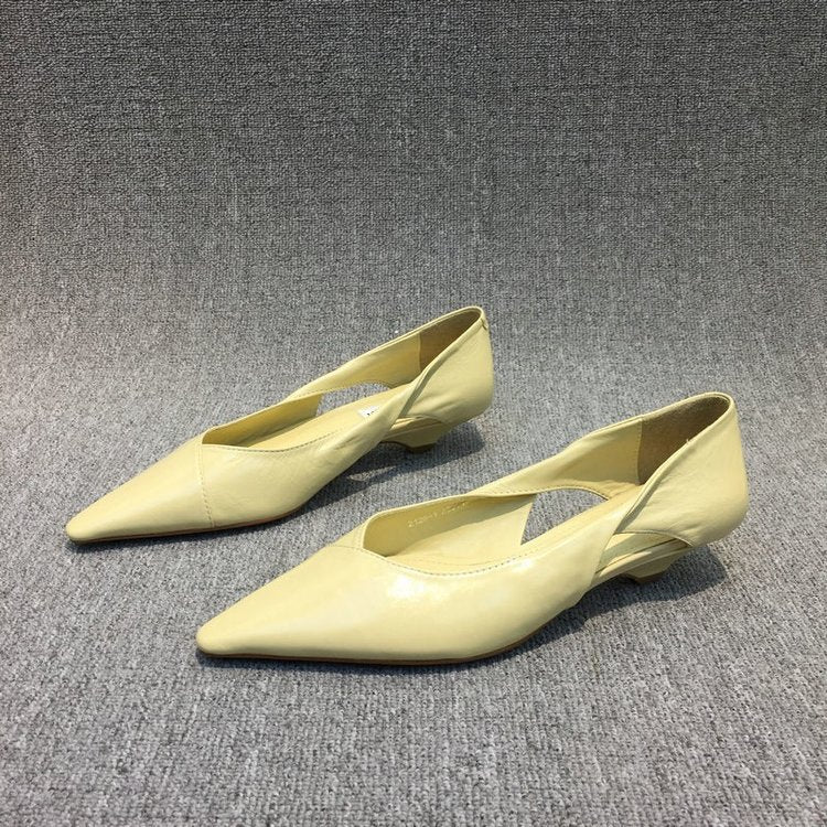 Damen raffinierte spitze Ballerinas mit geschmeidiger Lederoberfläche Drune