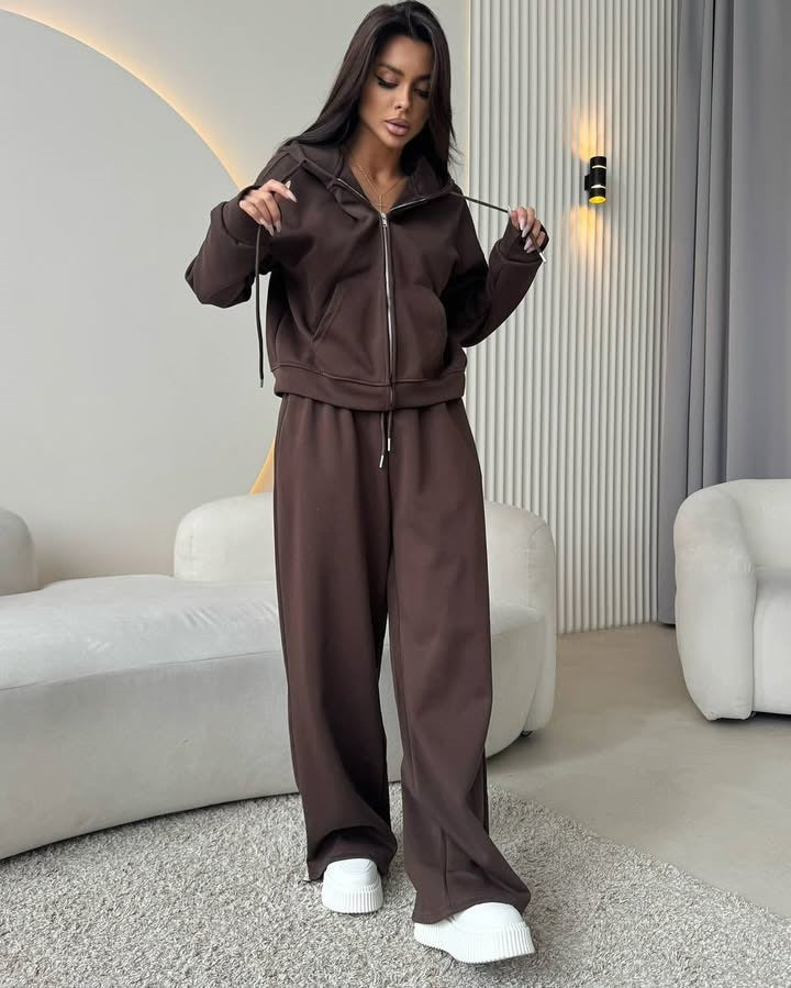 Damen bequemer und eleganter Hoodie mit weiten Hosen Drune