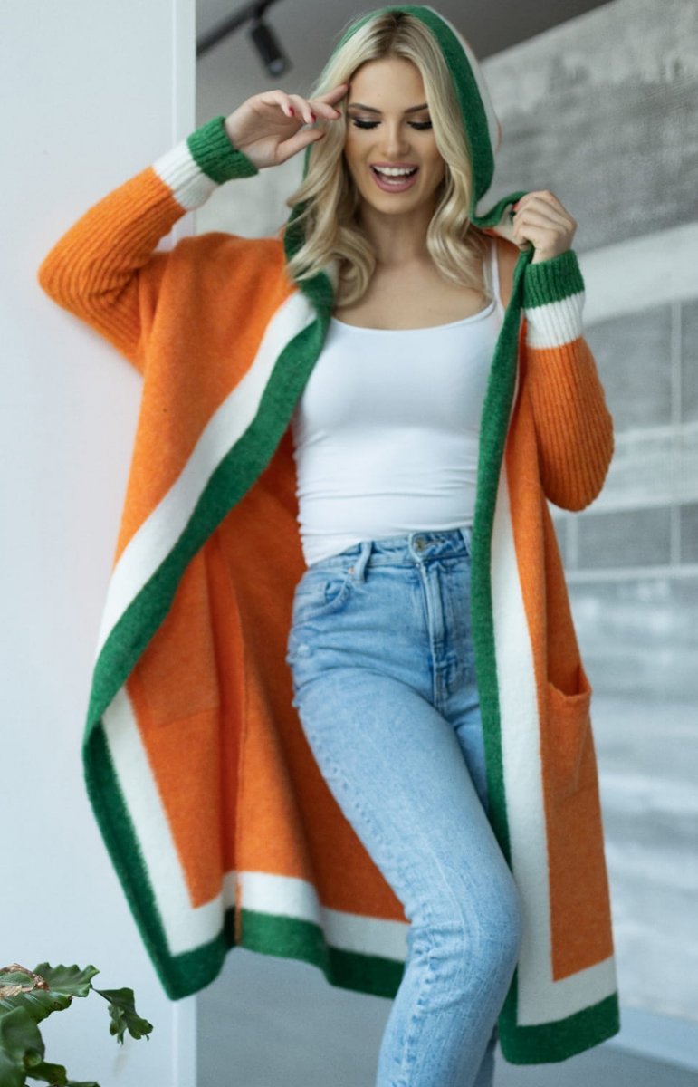 Drune | Mantel - Strickdesign - Oversized Fit - Lange Ärmel mit Taschen und Kontrastbesatz