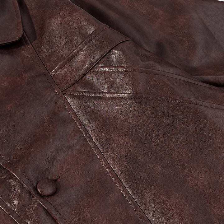 Damen Kunstlederjacke mit strukturiertem Design und praktischen Taschen Drune