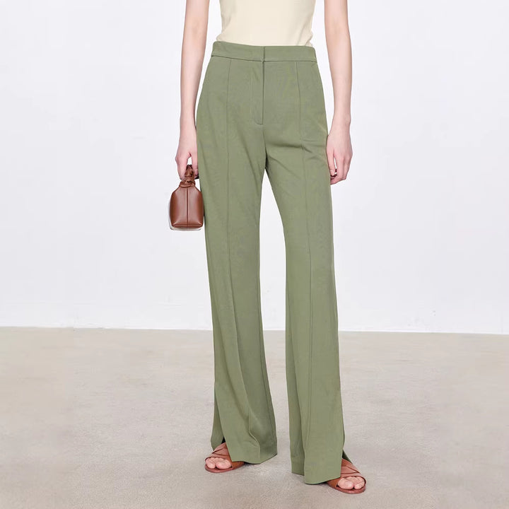 Damen elegante taillierte Anzughose mit Falten Drune