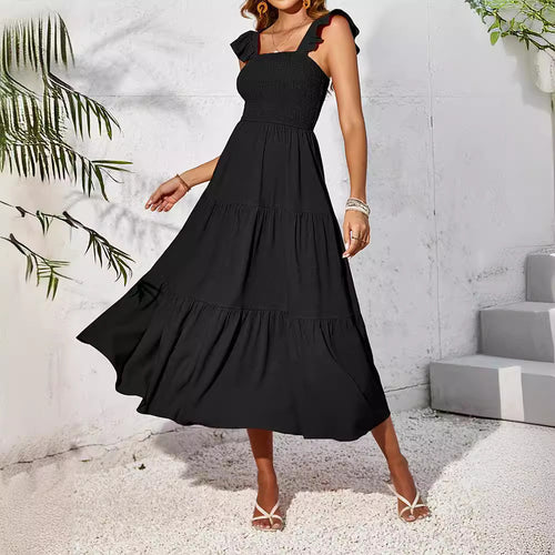 Damen Sommerliches Maxikleid mit zauberhaften Rüschendetails Drune