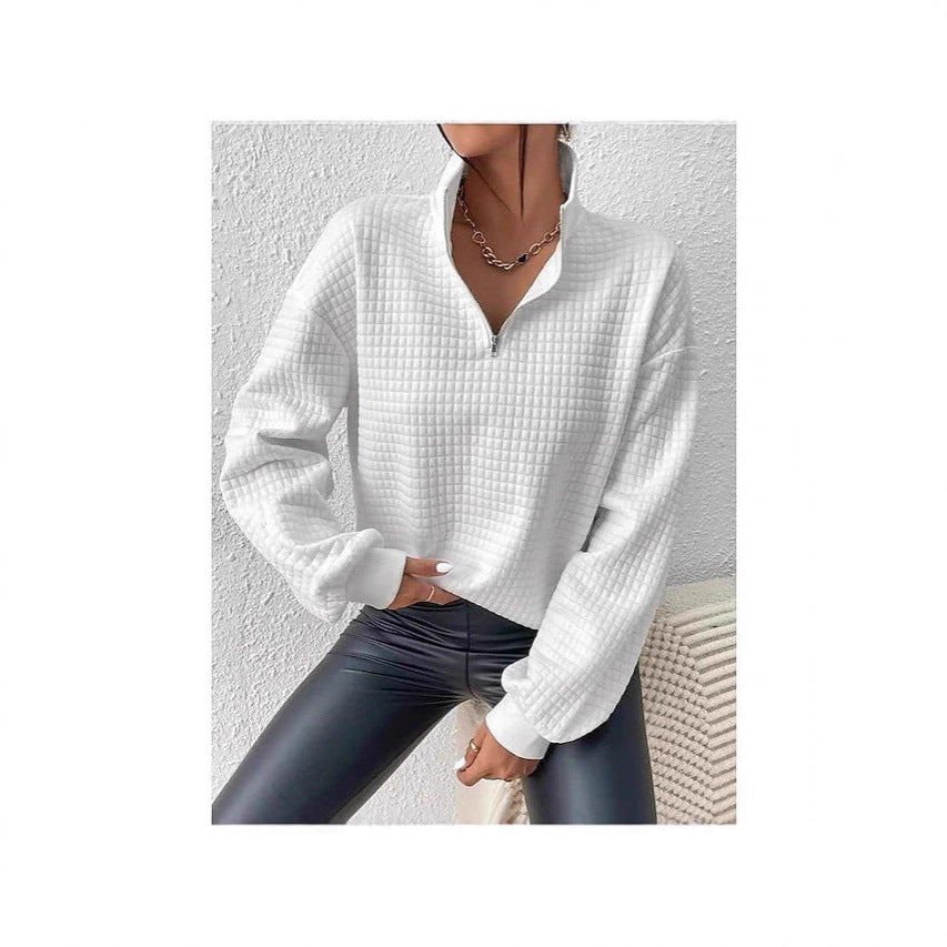 Damen Sweatshirt mit strukturiertem Stoff und Reißverschluss Drune
