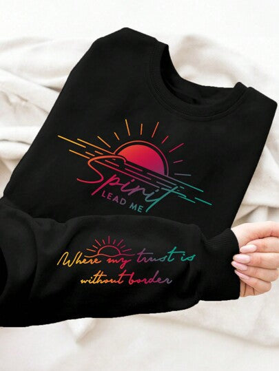 Damen Sweatshirt mit inspirierendem Druck und weich fließendem Stoff Drune