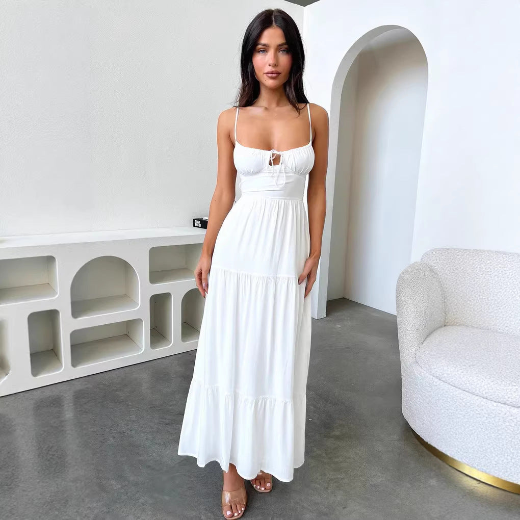 Damen Maxi-Kleid mit verspielt besonderem Ausschnitt und fließendem Stoff Drune