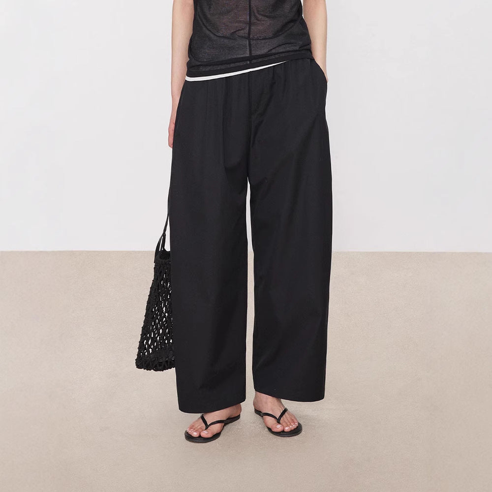 Damen Weit geschnittene Palazzo-Hose mit elastischem Bund Drune