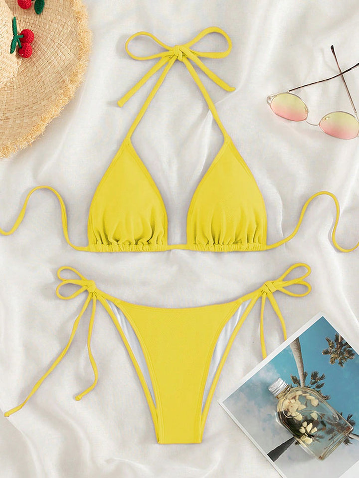Damen Triangel-Bikini mit verstellbaren Bindebändern und hohem Beinausschnitt Drune