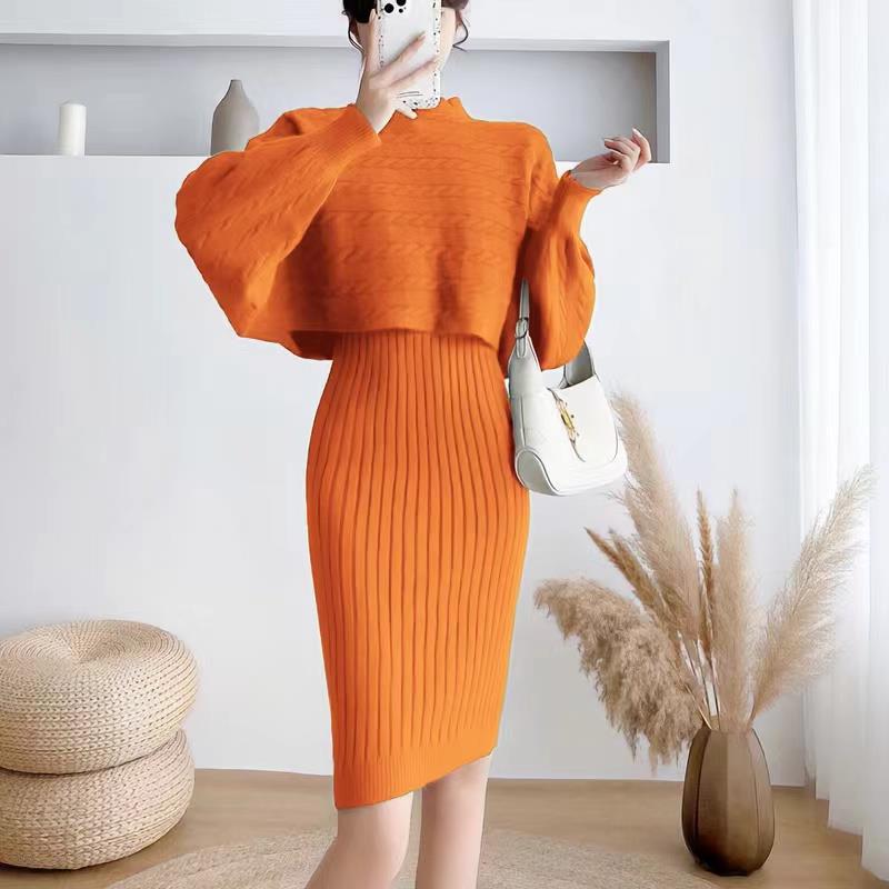 Damen Strickkleid mit Crop-Top und Rippstruktur Drune