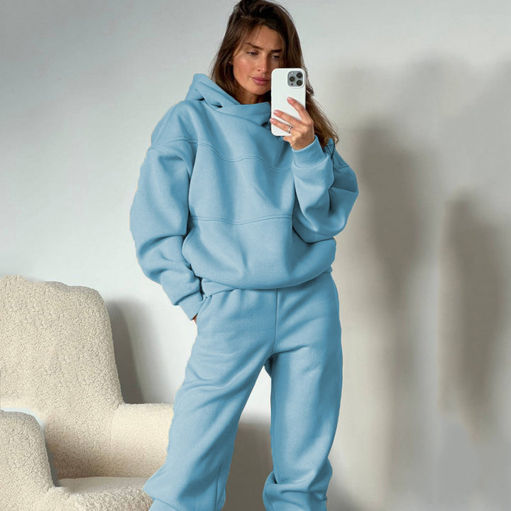 Damen modischer Kapuzenpullover mit weiten Hosen Drune
