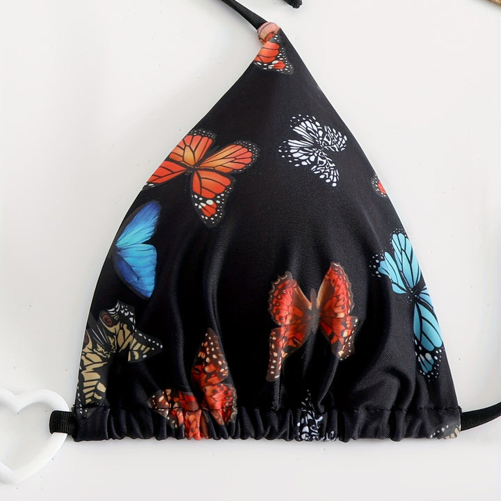 Damen Triangel-Bikini mit einzigartigem Schmetterlingsmuster Drune
