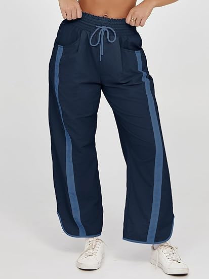 Damen lockere Sporthose mit elastischem Bund und Kontraststreifen Drune