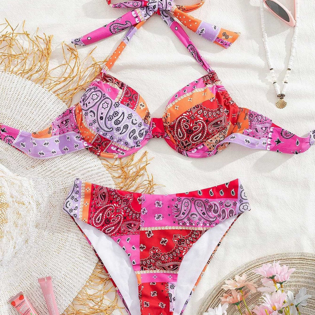 Damen Triangel-Bikini mit verstellbarem Unterteil und einzigartigem Muster Drune