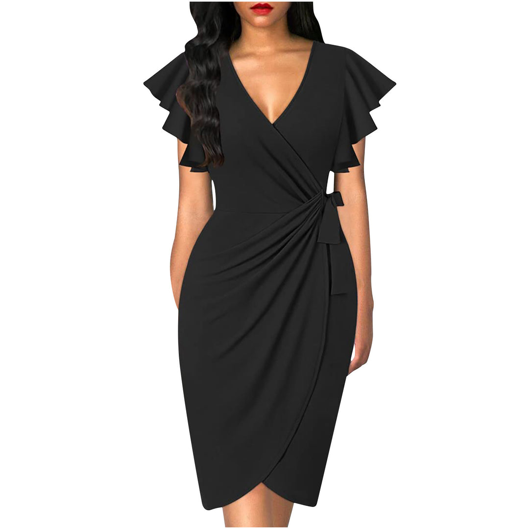 Damen Wickelkleid mit Rüschendetails und elastischem Tailleneinsatz Drune